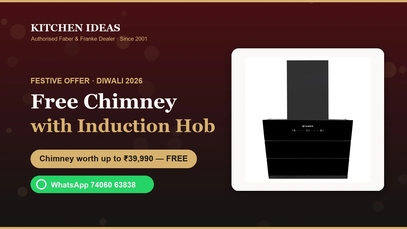 Faber festive offer — free chimney with a built-in induction hob at Kitchen IDEAS Bengaluru