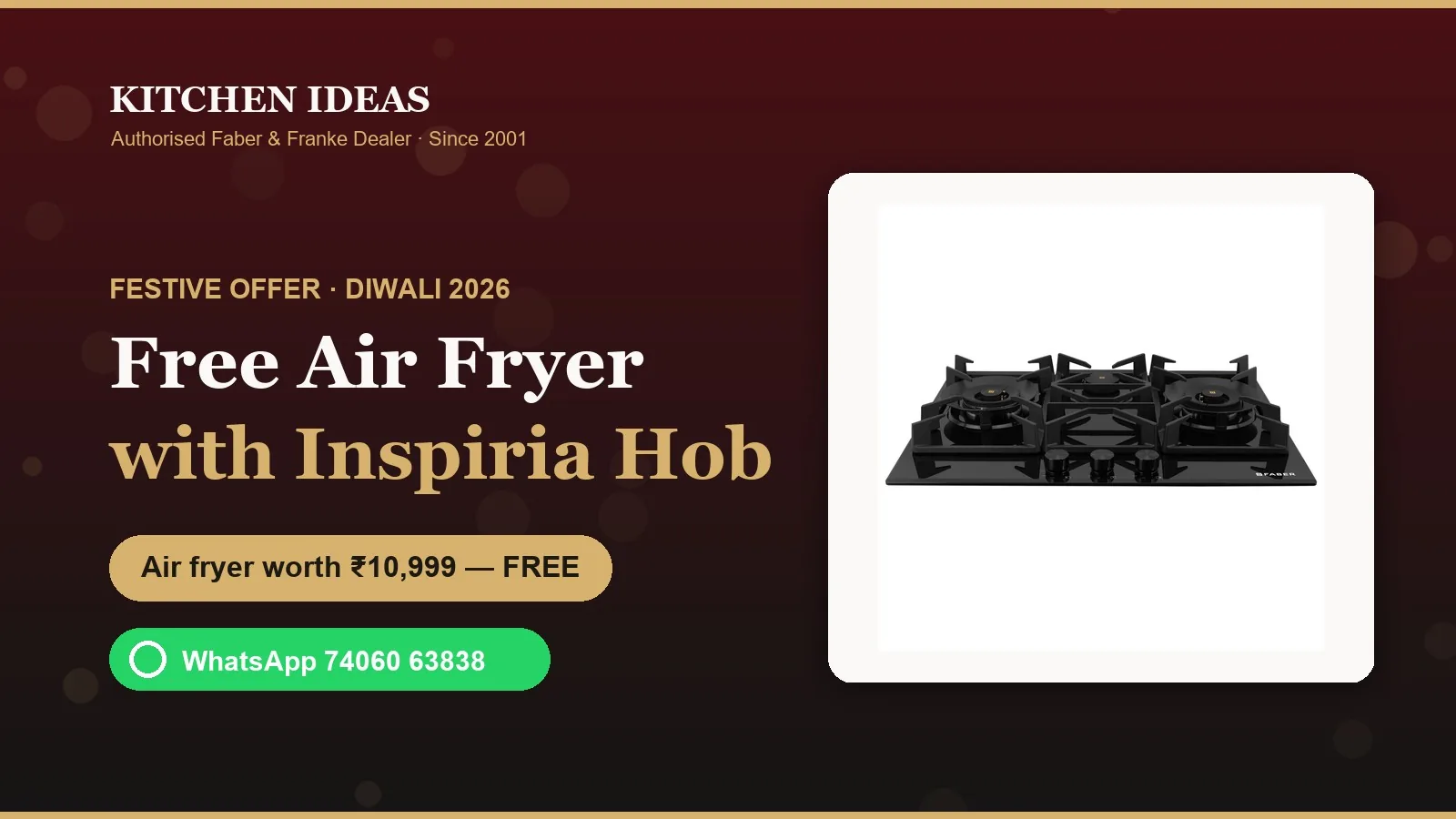 Faber festive offer — free air fryer with any Inspiria hob at Kitchen IDEAS Bengaluru
